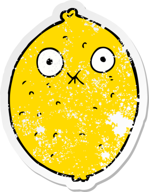 Bir insan tarafından çizilmiş acı limon desenli karikatür çıkartması.