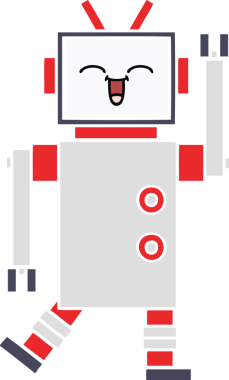 Bir insan tarafından çizilmiş düz renkli bir robot karikatürü