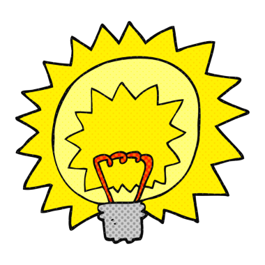 Bir insan tarafından çizilmiş serbest çizim çizgi film ampulü