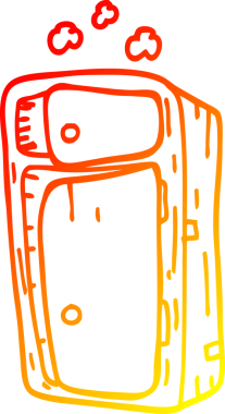 Bir insan tarafından çizilmiş tozlu bir karikatür kabinesinin sıcak çizgi çizimi