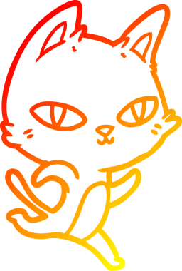 Bir insan tarafından çizilmiş çizgi film kedisinin sıcak çizgi çizimi