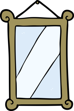 Bir insan tarafından çizilmiş eski bir ayna çerçevesi.