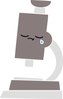 Bir insan tarafından çizilmiş bir mikroskobun düz renkli retro karikatürü