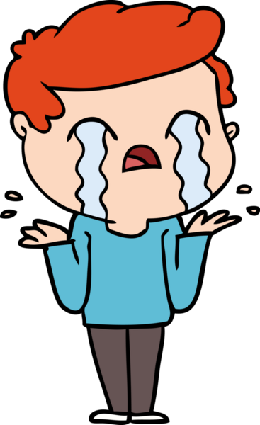 Bir insan tarafından çizilmiş ağlayan çizgi film adamı.