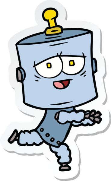 Bir insan tarafından çizilmiş robot karikatür çıkartması.