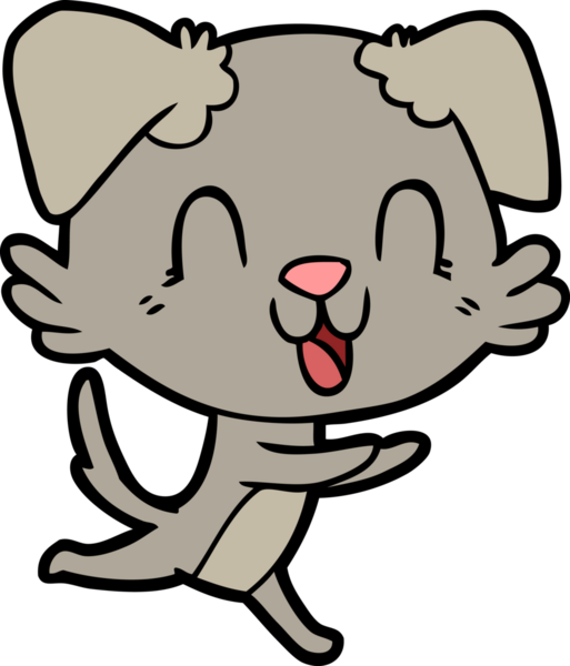 Bir insan tarafından çizilmiş gülen çizgi film köpeği.