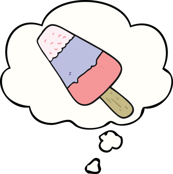 Bir insan tarafından çizilmiş düşünce balonlu buz lolipopu.