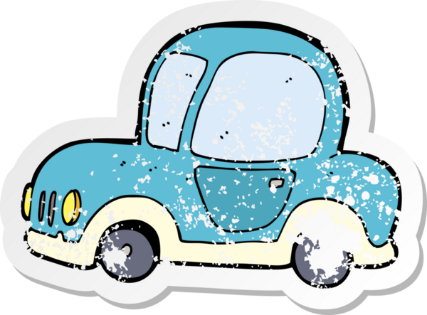 Bir insan tarafından çizilmiş karikatür arabasının gerilimli çıkartması.