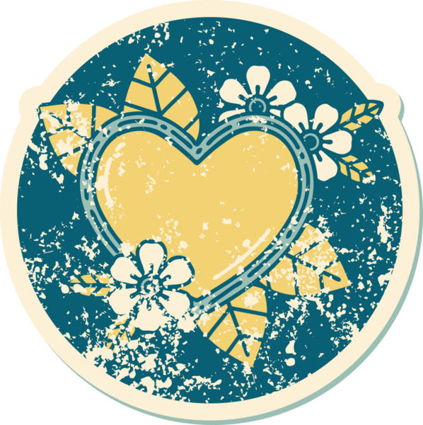 Bir insan tarafından çizilmiş botanik bir kalbin sembolik depresif dövmesi.