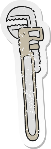 Bir insan tarafından çizilmiş ayarlanabilir İngiliz anahtarının sıkıntılı çıkartması.