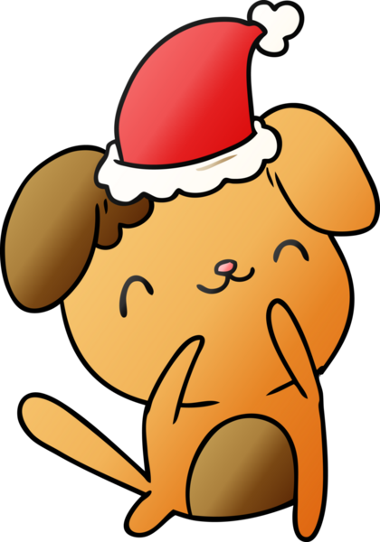 Bir insan tarafından çizilmiş Kawaii köpeğinin el çizimi gradyan çizgi filmi.