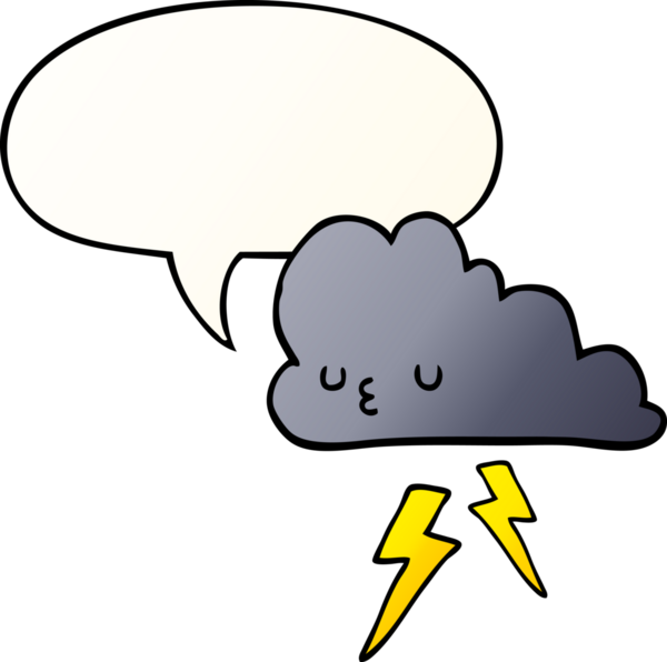 bir insan tarafından çizilmiş yumuşak eğimli konuşma baloncuklu çizgi film fırtına bulutu