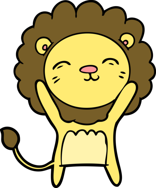 Bir insan tarafından çizilmiş çizgi film aslanı.