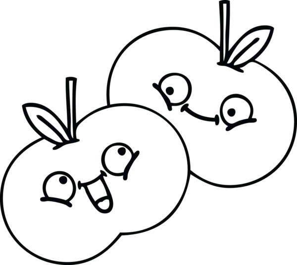 Bir insan tarafından çizilmiş elmaların çizgi çizimi