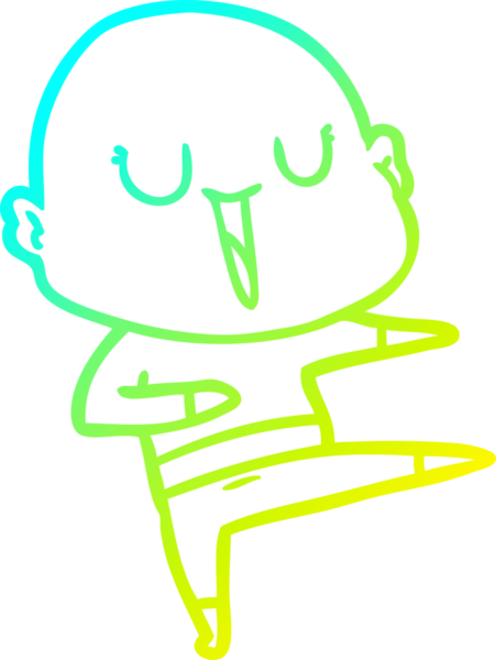 Bir insan tarafından çizilmiş, mutlu, kel bir adamın çizdiği soğuk çizgi.