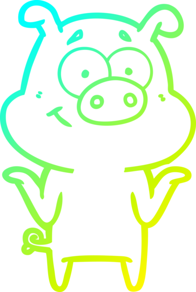 Bir insan tarafından çizilmiş mutlu çizgi film domuzu çizimi.