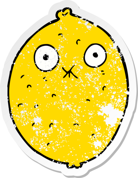 Bir insan tarafından çizilmiş acı limon desenli karikatür çıkartması.