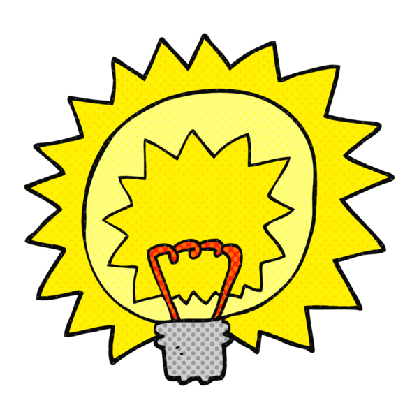 Bir insan tarafından çizilmiş serbest çizim çizgi film ampulü