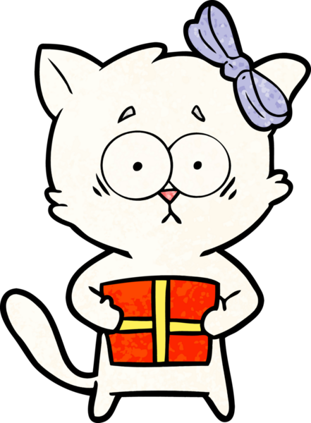 Bir insan tarafından çizilmiş çizgi film kedisi.