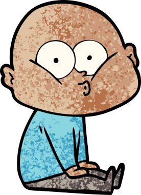 Bir insan tarafından çizilmiş kel bir adam.