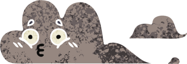 Bir insan tarafından çizilmiş bir fırtına bulutunun retro çizim tarzı karikatürü