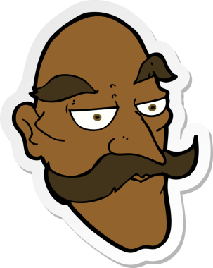 Bir insan tarafından çizilmiş yaşlı bir adamın karikatür çıkartması.