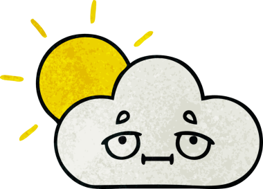 Güneş ışığının retro grunge deseni ve bir insan tarafından çizilmiş bulut.