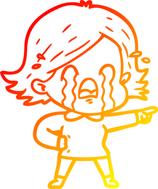 Bir insan tarafından çizilmiş, ağlayan bir çizgi kadın çizimi.