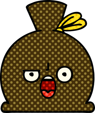 Bir insan tarafından çizilmiş bir çuval karikatürü.