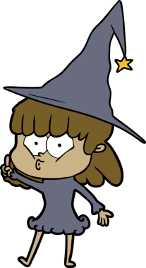 Bir insan tarafından çizilmiş karikatür ıslık çalan cadı kız.