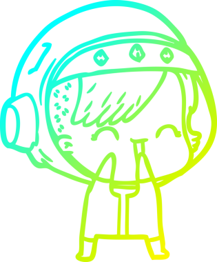 Bir insan tarafından çizilmiş gülen astronot bir kızın soğuk gradyan çizimi