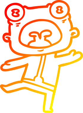 Bir insan tarafından çizilen garip uzaylı çizgi filminin sıcak gradyanı.