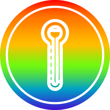 bir insan tarafından çizilmiş gökkuşağı eğimli cam termometre dairesel simgesi