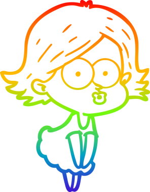 Gökkuşağı gradyan çizimi Bir insan tarafından çizilen çizgi film kızı