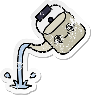 Bir insan tarafından çizilmiş tatlı bir karikatürün sıkıntılı çıkartması.