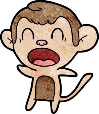 Bir insan tarafından çizilmiş bağıran çizgi maymun.