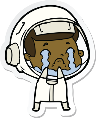 Bir insan tarafından çizilmiş ağlayan bir astronotun çıkartması.