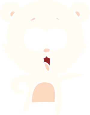 Bir insan tarafından çizilmiş gülen ayıcık düz renkli çizgi film.