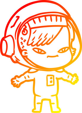 Bir insan tarafından çizilmiş bir astronot kadın çizgi çizimi.