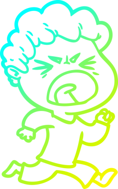 Bir insan tarafından çizilmiş öfkeli bir çizgi film karakteri.