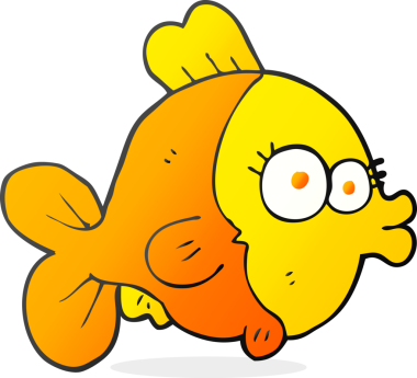 Bir insan tarafından çizilmiş komik karikatür balığı.