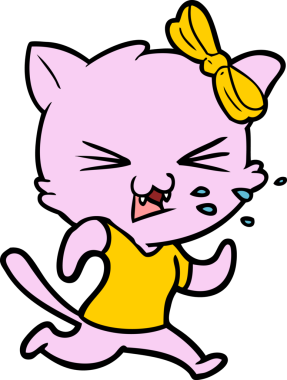 Bir insan tarafından çizilmiş çizgi film kedisi.