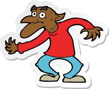 Bir insan tarafından çizilmiş çizgi film cininin çıkartması.