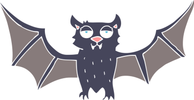 Bir insan tarafından çizilen cadılar bayramı yarasasının düz renk çizimi