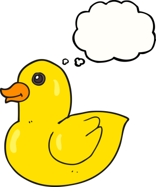 Bir insan tarafından çizilmiş serbest çizim balon karikatür plastik ördek