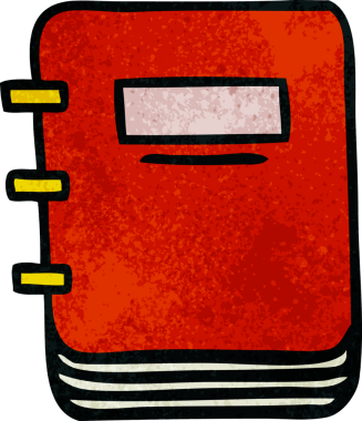 Bir insan tarafından çizilmiş not defterinin retro grunge desenli karikatürü.