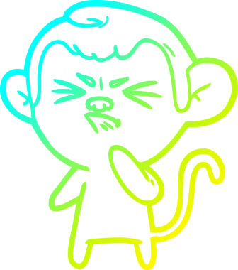 Bir insan tarafından çizilmiş kızgın bir maymunun soğuk çizgi çizimi.