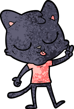 Bir insan tarafından çizilmiş çizgi film kedisi.