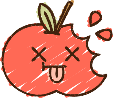 Bir insan tarafından çizilen ısırılmış elma tebeşiri.