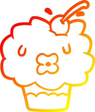 Bir insan tarafından çizilmiş komik bir kekin sıcak gradyan çizgisi